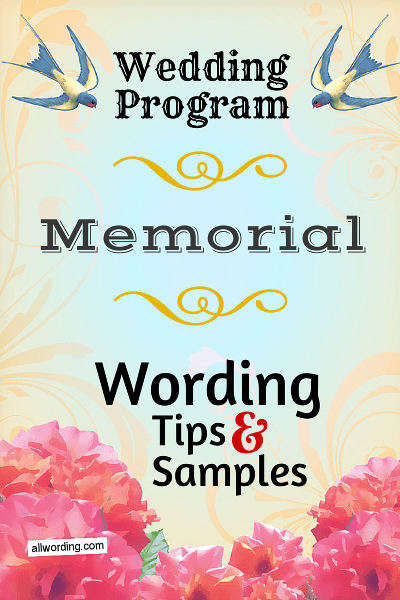 wedding program memorial wording allwordingcom on wedding program thank you and remembrance