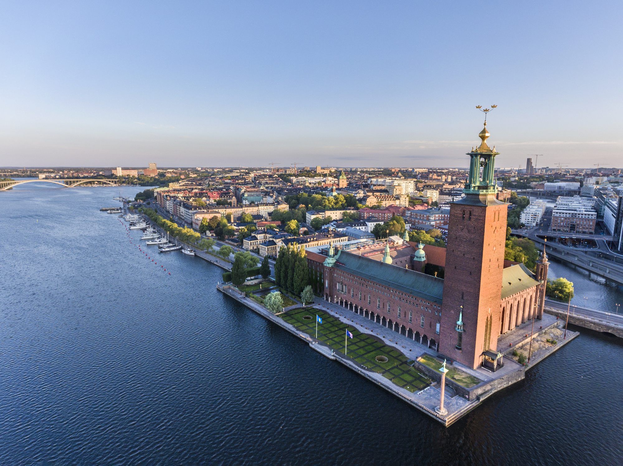 Aerial view over Stockholm Old Town Hall