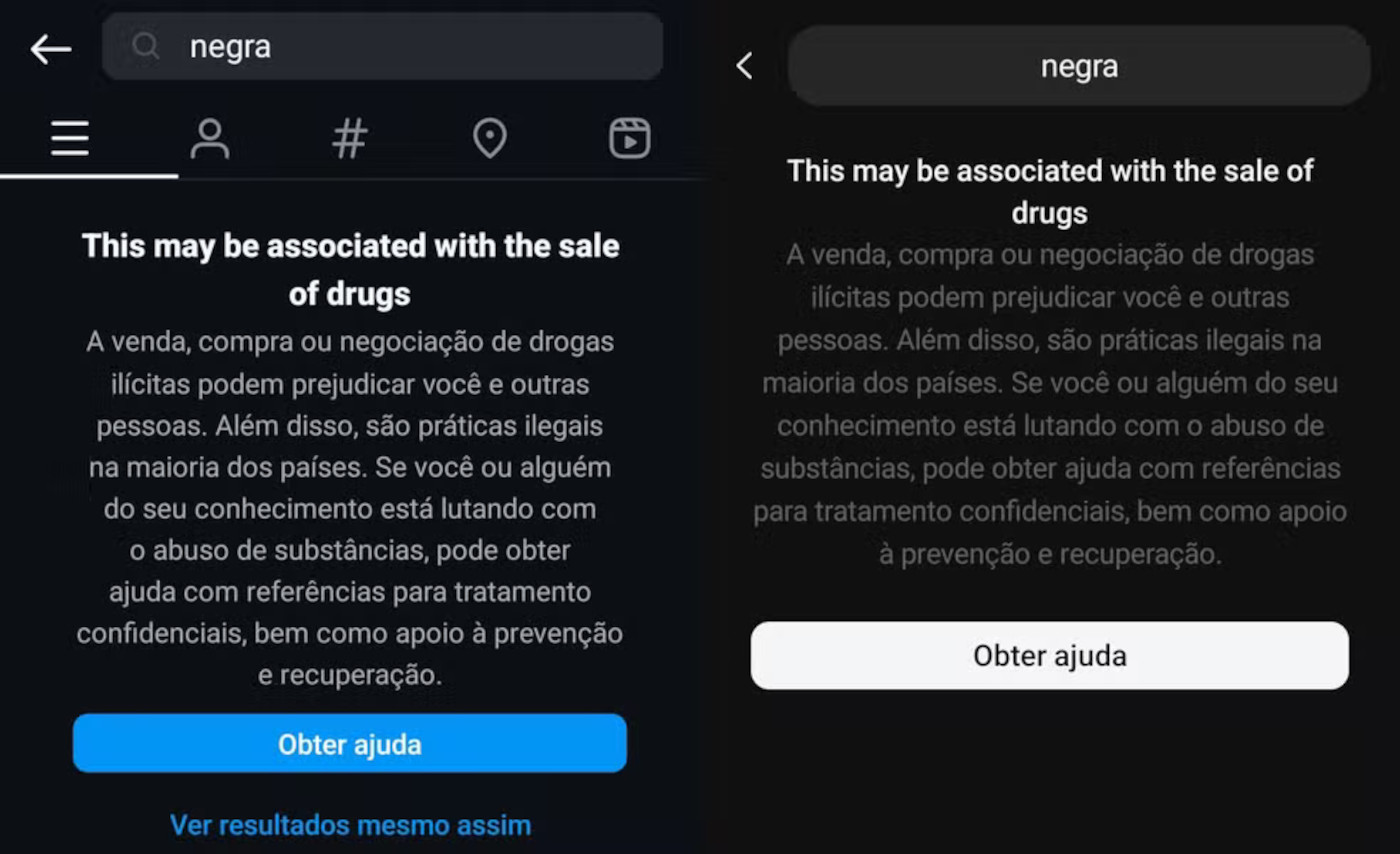 Instagram e Threads associam palavra 'negra' com venda de drogas; Meta é notificada