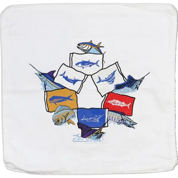Mahi Tuna Mackerel Marlin Sailfish Flags Decorative Pillow White