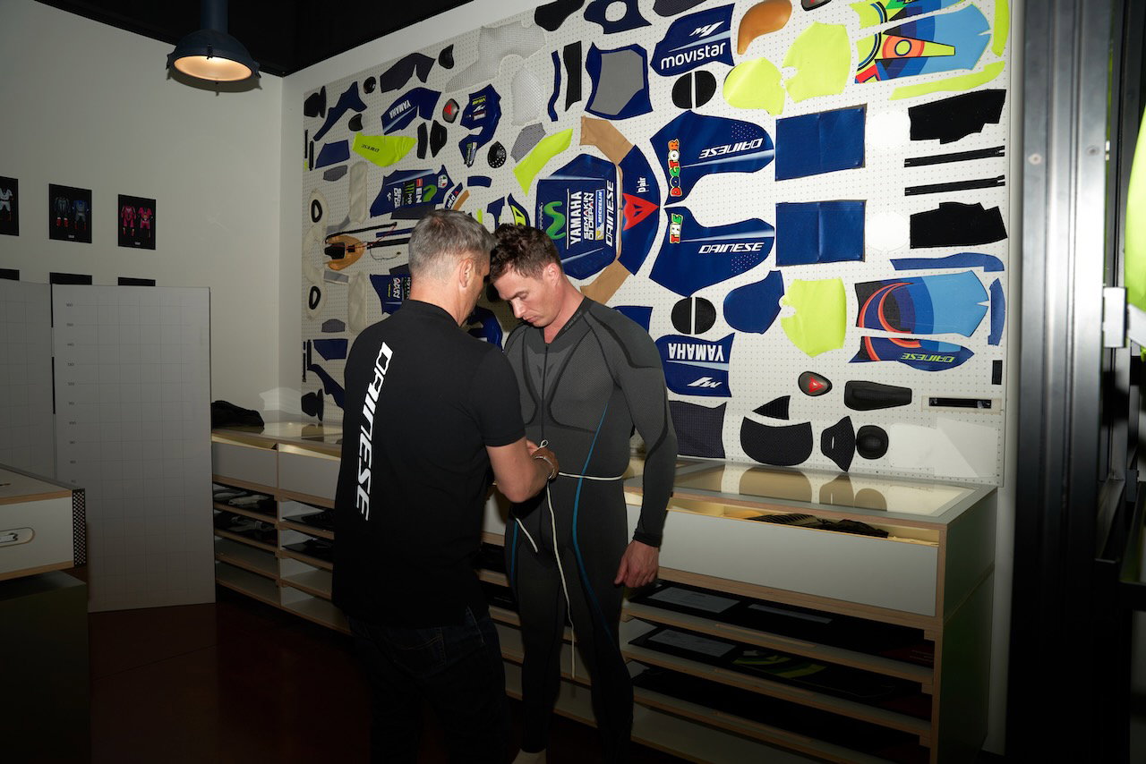 Freddie Sheene being measured up for his replica leathers
