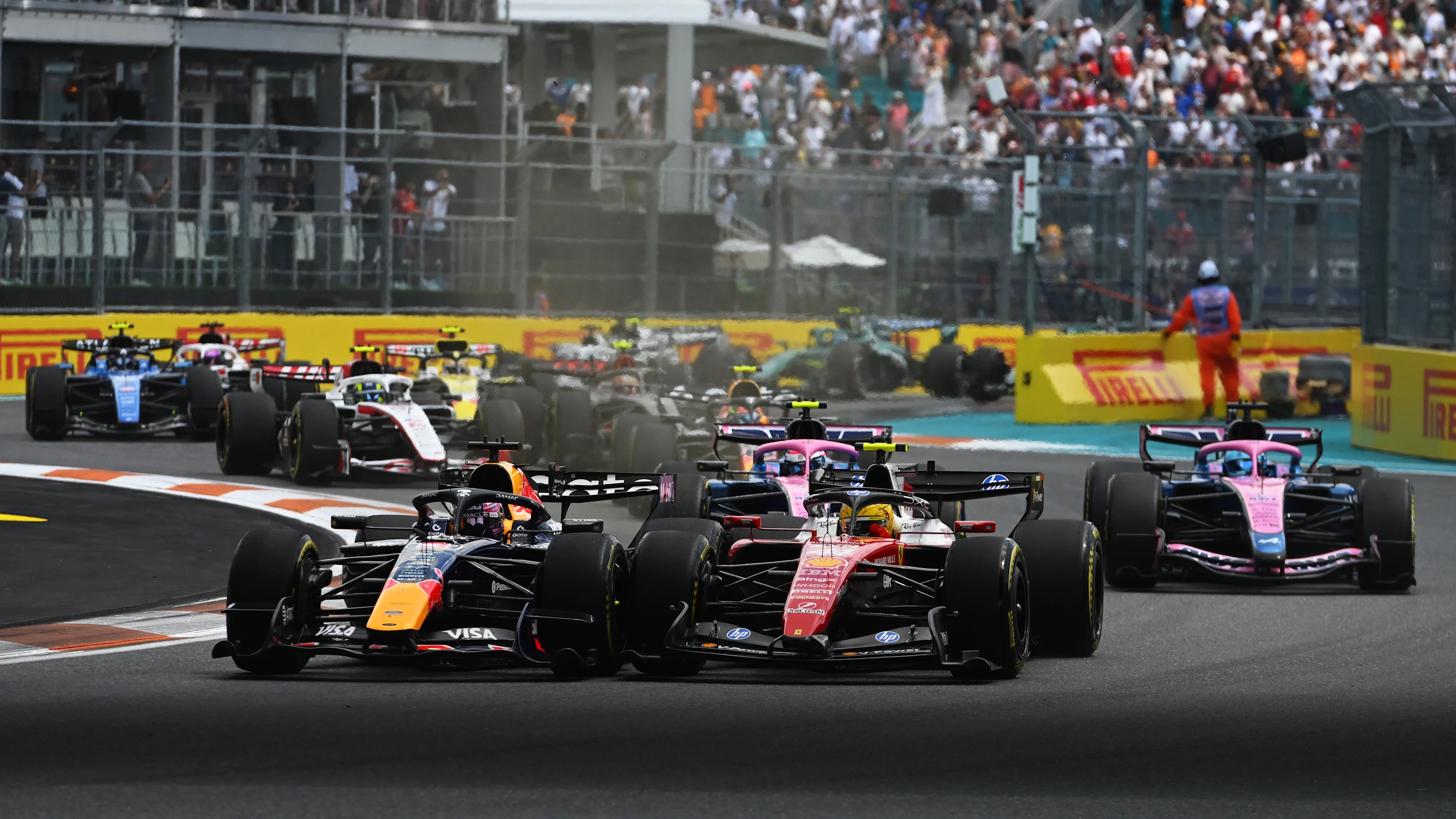 MIAMI, FLORIDA - MAY 02: Max Verstappen of the Netherlands driving the (3) Oracle Red Bull Racing