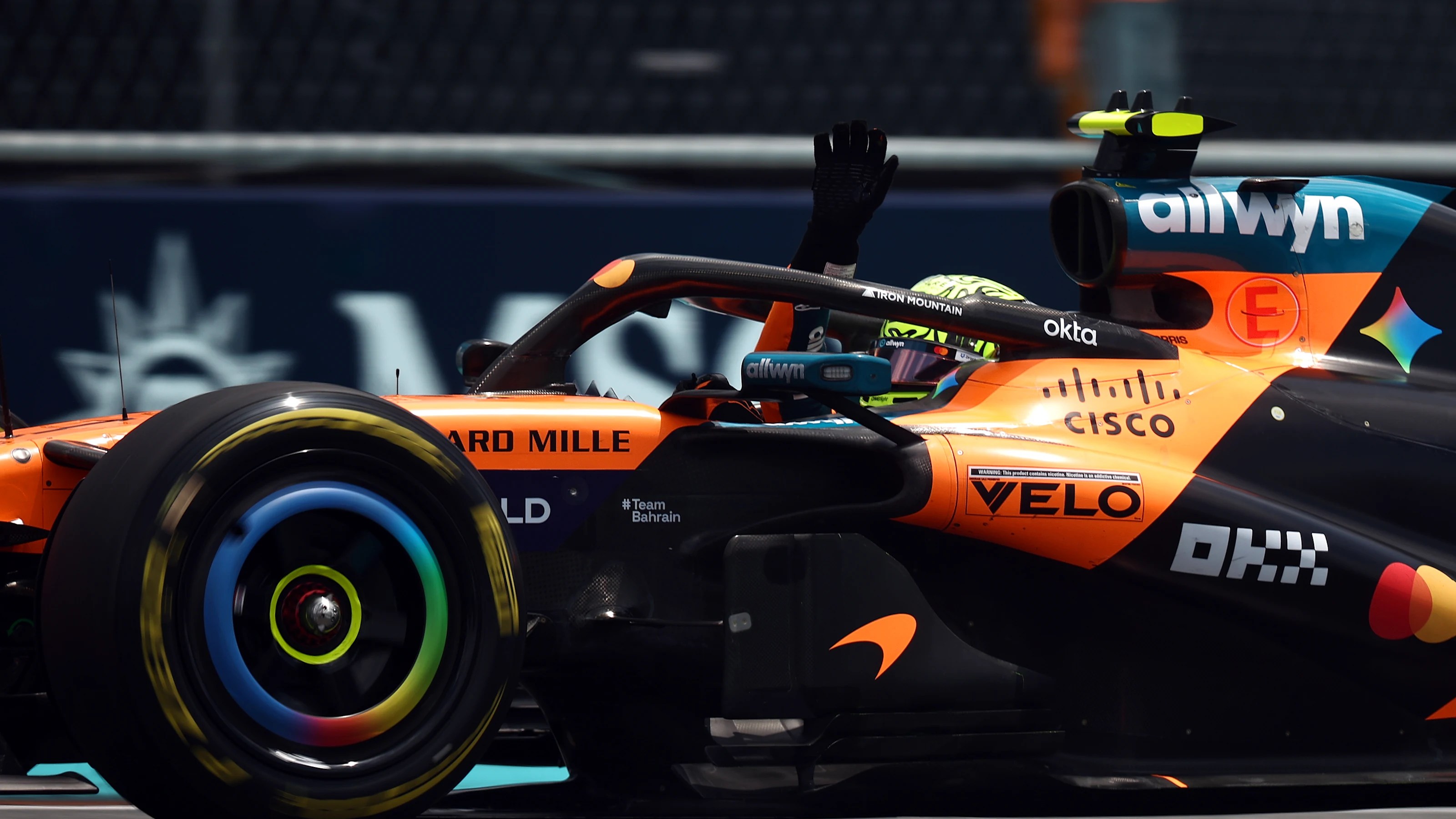 MIAMI, FLORIDA - MAY 02: Sprint winner Lando Norris of Great Britain and McLaren celebrates on his