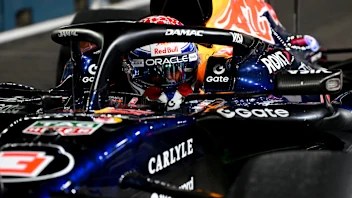SINGAPORE, SINGAPORE - OCTOBER 09: Sprint Pole qualifier Max Verstappen of the Netherlands and