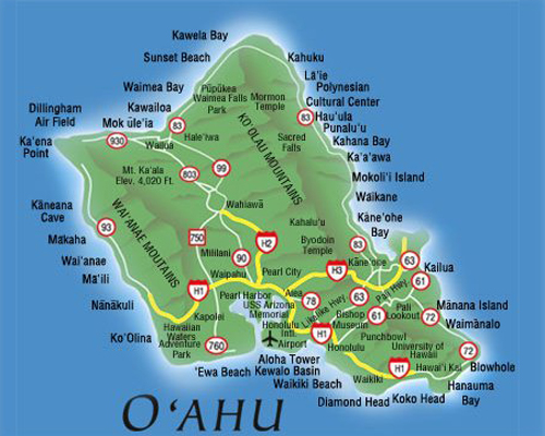 Hawaii Map Oahu.