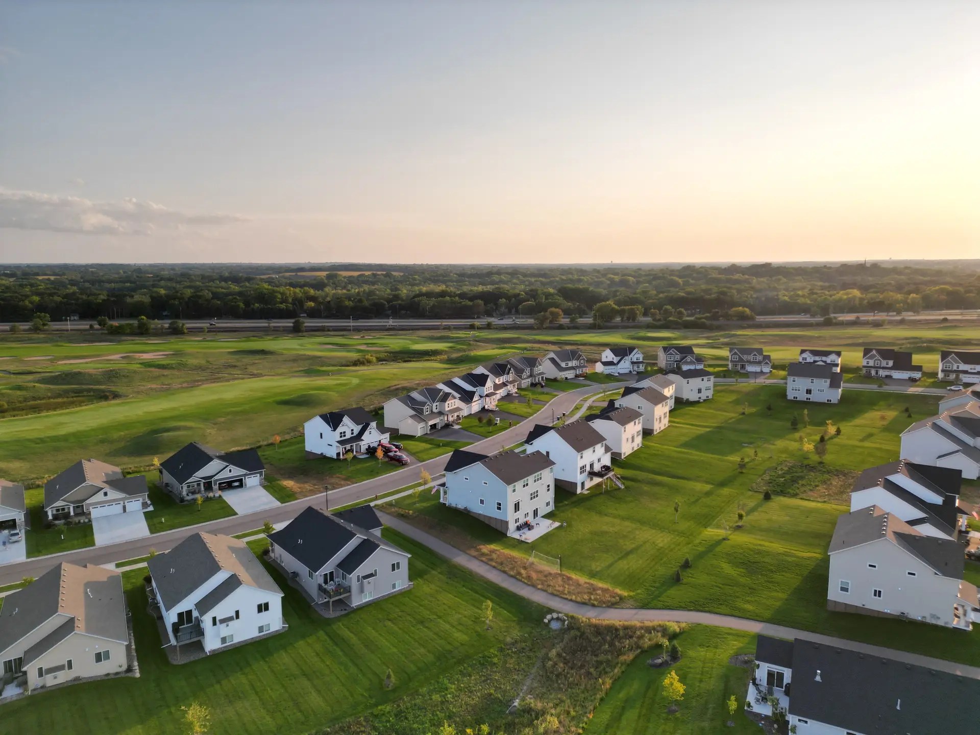 An aerial view of a residential area in anoka, mn