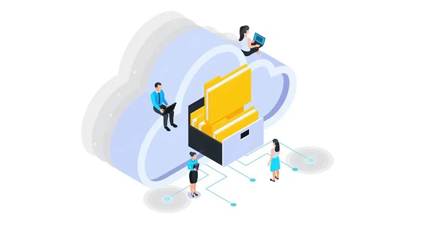 An illustration depicting data flowing between various platforms and systems, symbolizing the process of data migration.