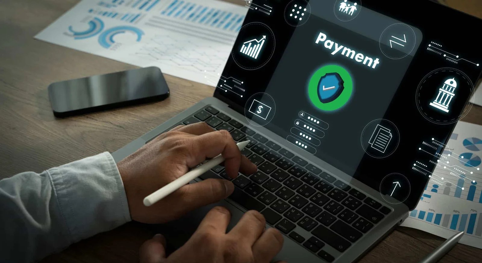 Illustration showing the top 7 features of automated debt collection software for financial institutions