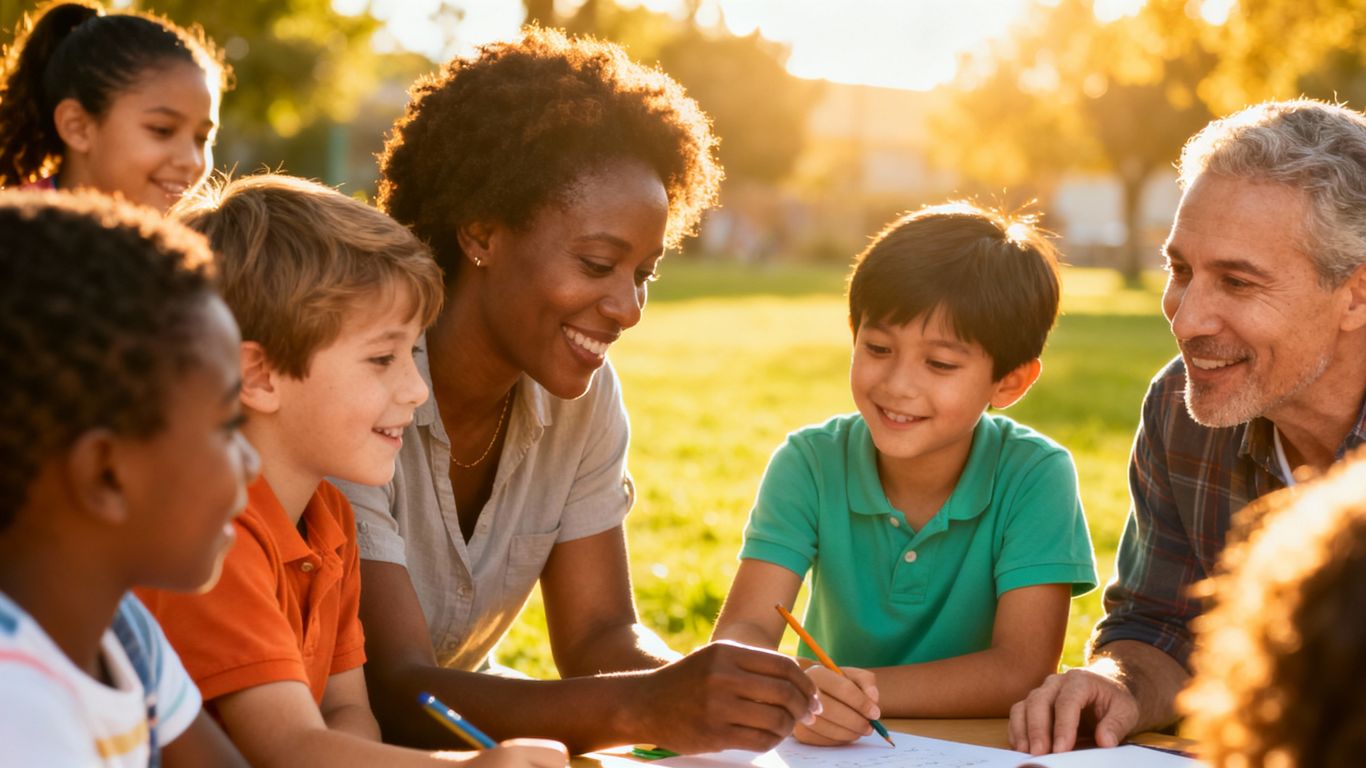 Pessoas aprendendo e cuidando no trânsito com FBA Global.