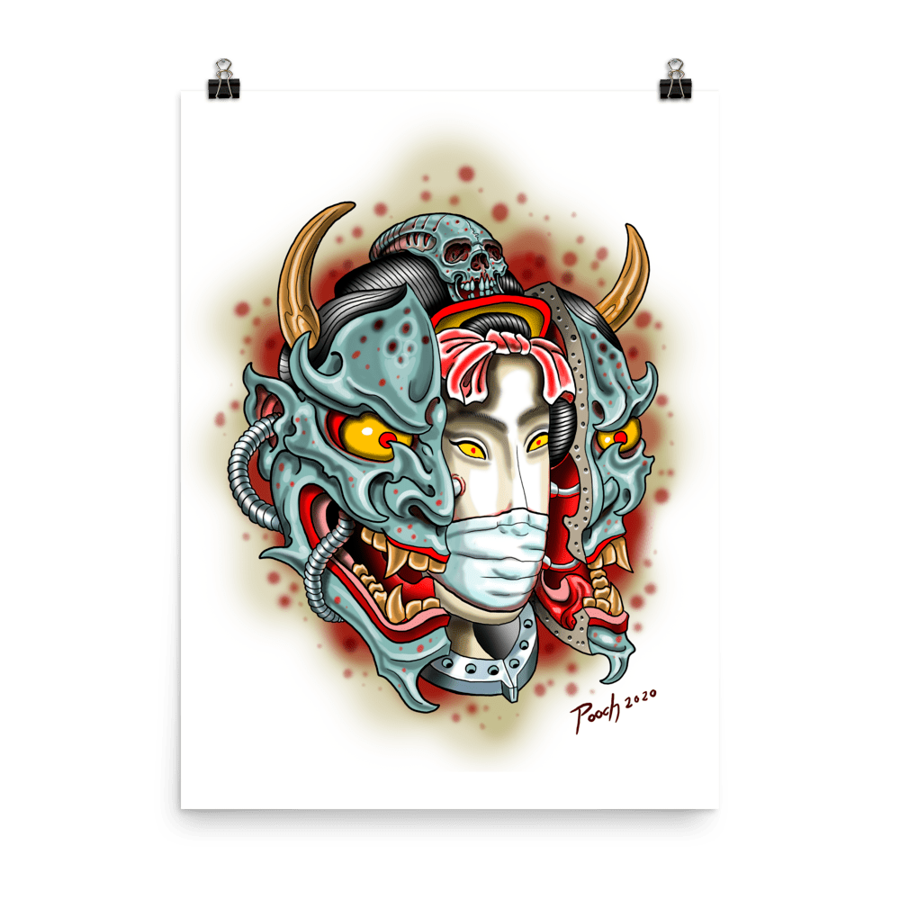 Year Of The Mask Hannya Covid-19 Matte Poster – Altered State Tattoo 1000_x_1000_png