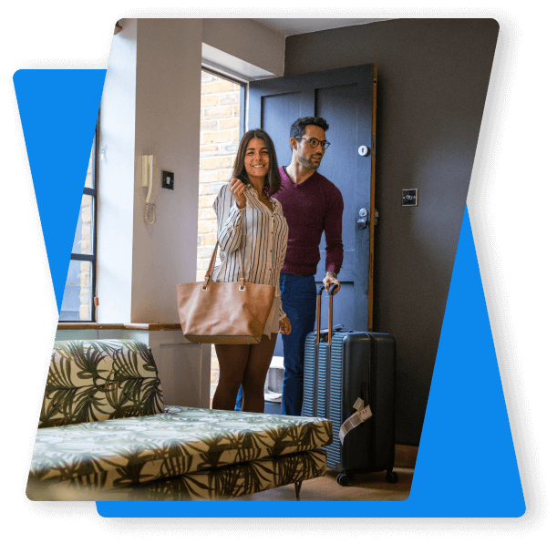 Guests arriving at a vacation rental