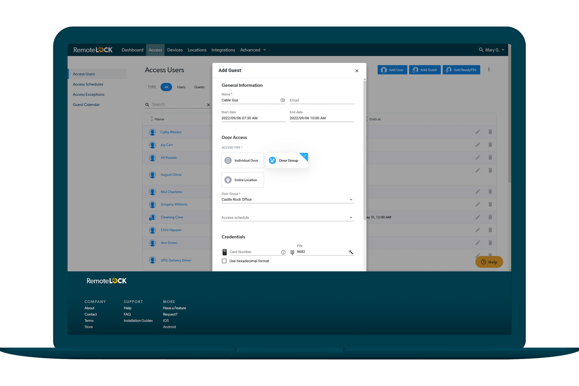 Creating a new access user