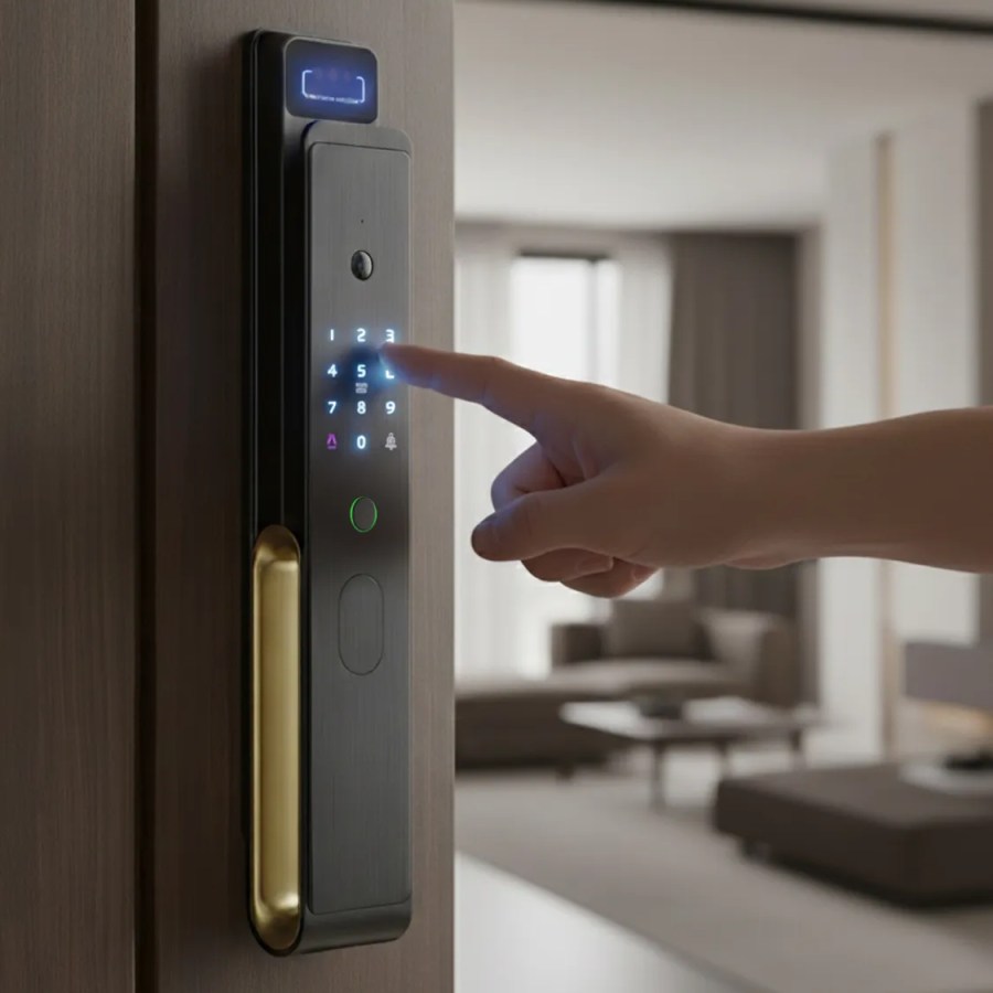 Entering a passcode on a smart lock keypad