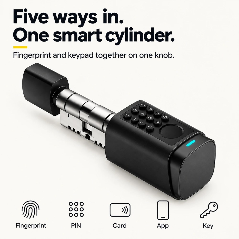 ALTIX ONE Smart Door Lock Cylinder – Fingerprint, PIN, Card & TTLock App (IP66) - image 2
