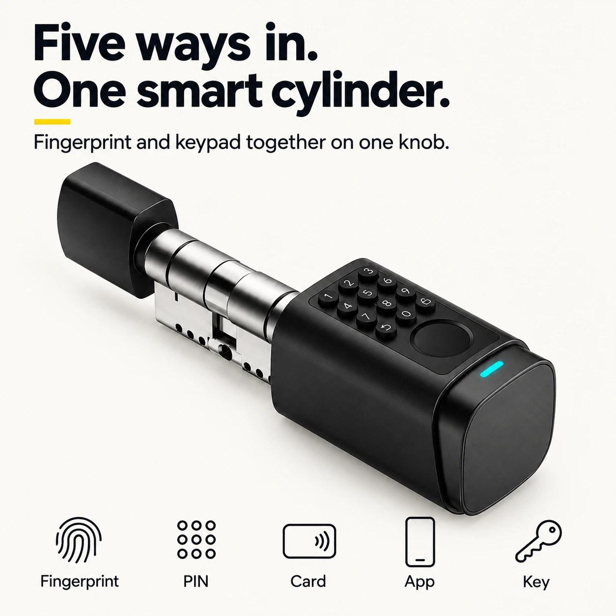 ALTIX ONE Smart Door Lock Cylinder – Fingerprint, PIN, Card & TTLock App (IP66) - image 2