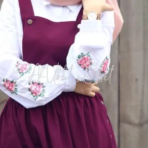 Modest Charm Pinafore Duo- Embroidered Top with Modest Pinafore Dress