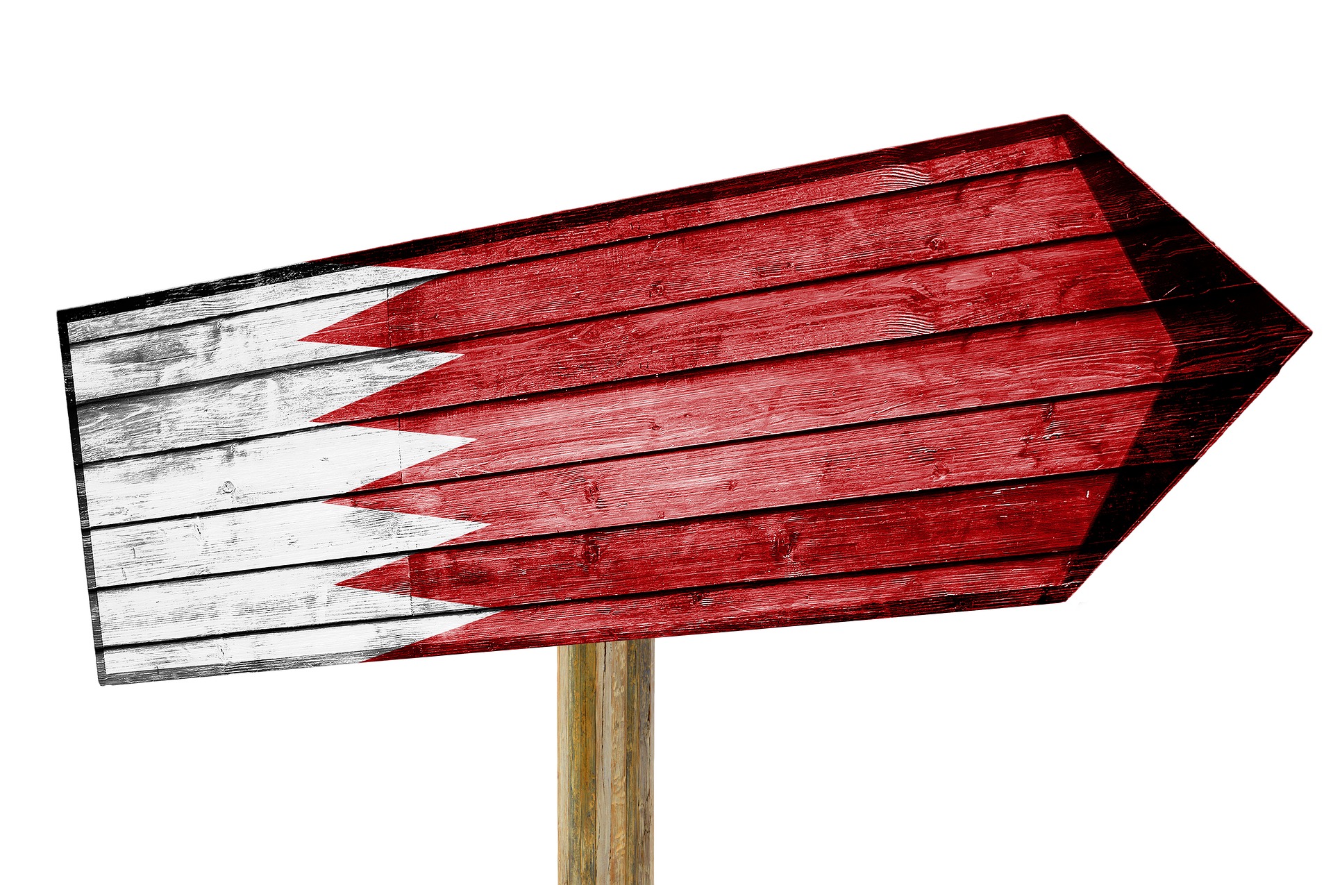 Bahrain's flag as a direction board