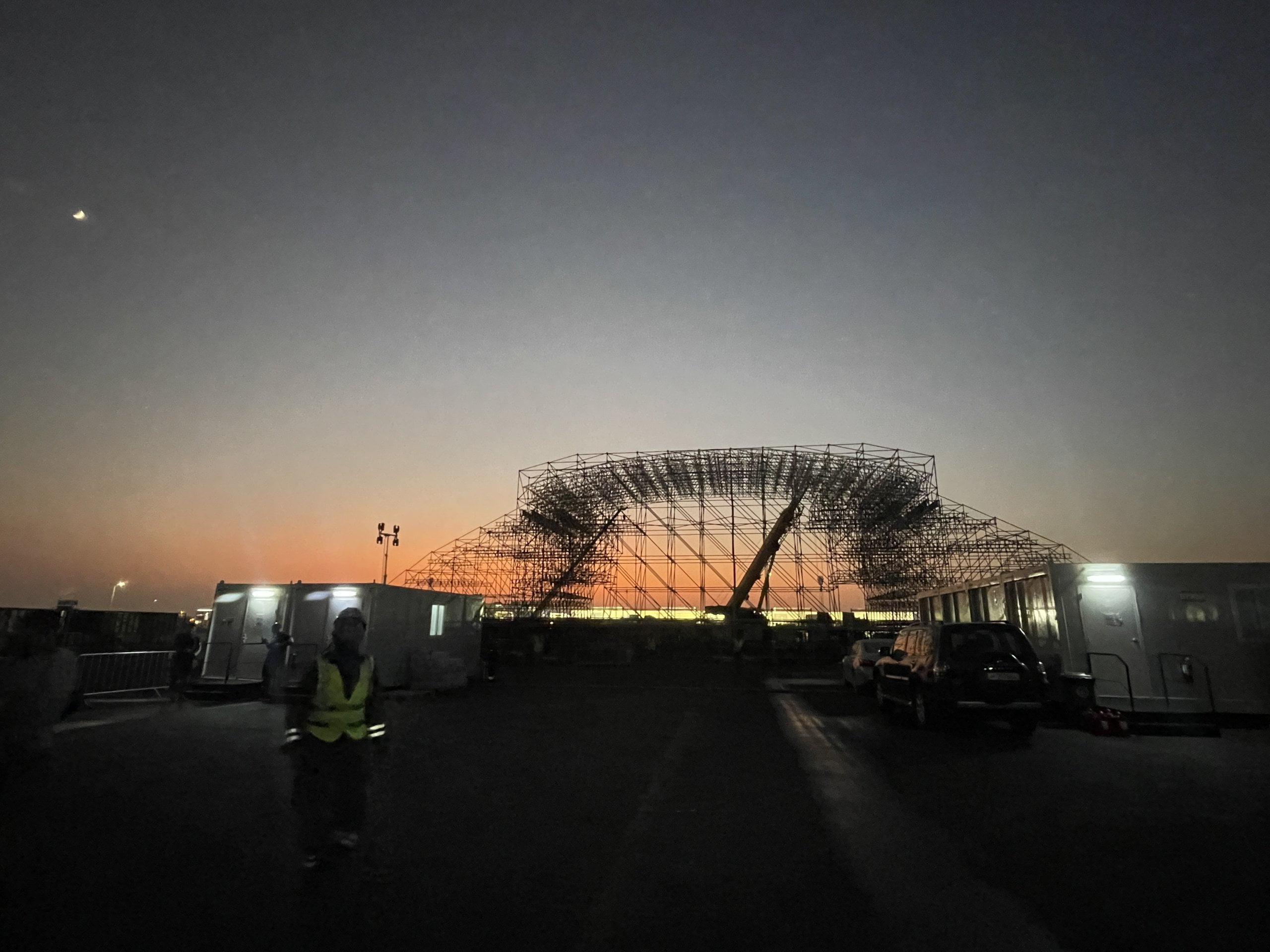 Scaff stage building by night