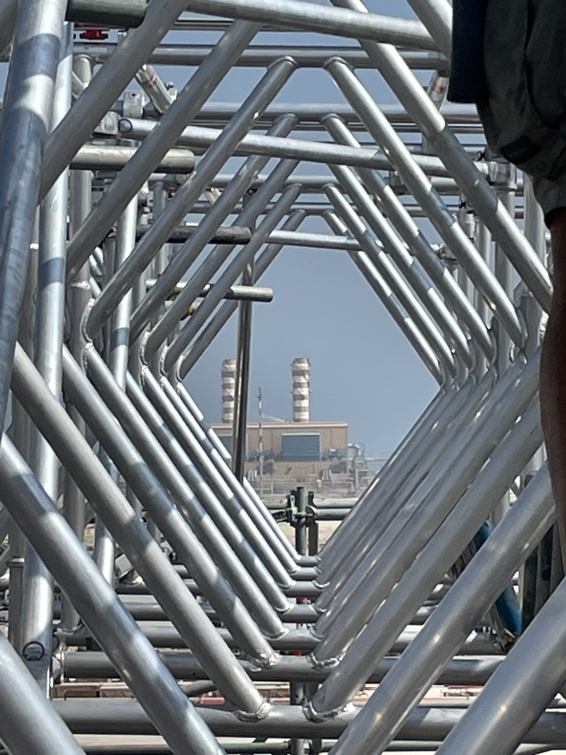 View through the alu roof of stage