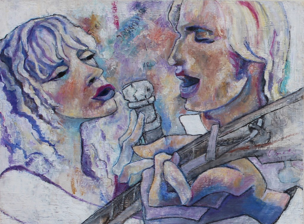 Original Amalee paintings of rock legends of Stevie Nicks and Tom Petty 4 "Stop Dragging My Heart Around"
