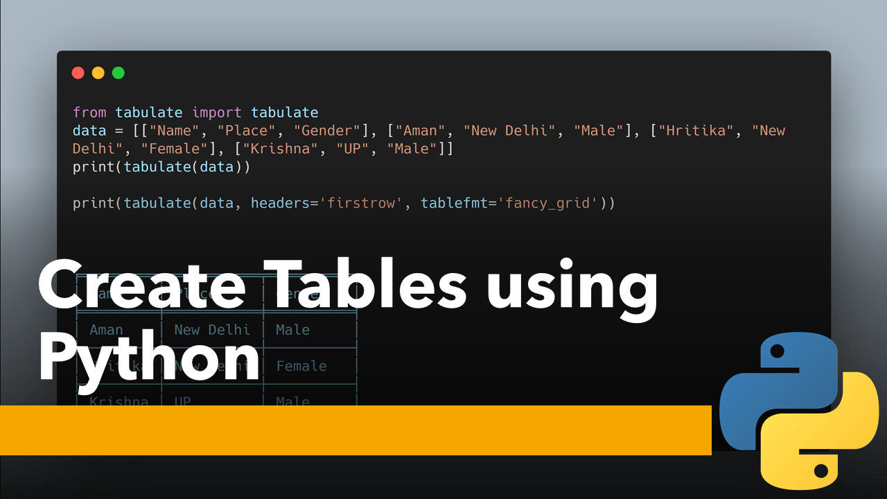 Create Tables using Python