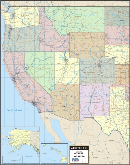 Printable West Coast Map WESTERNUSA 