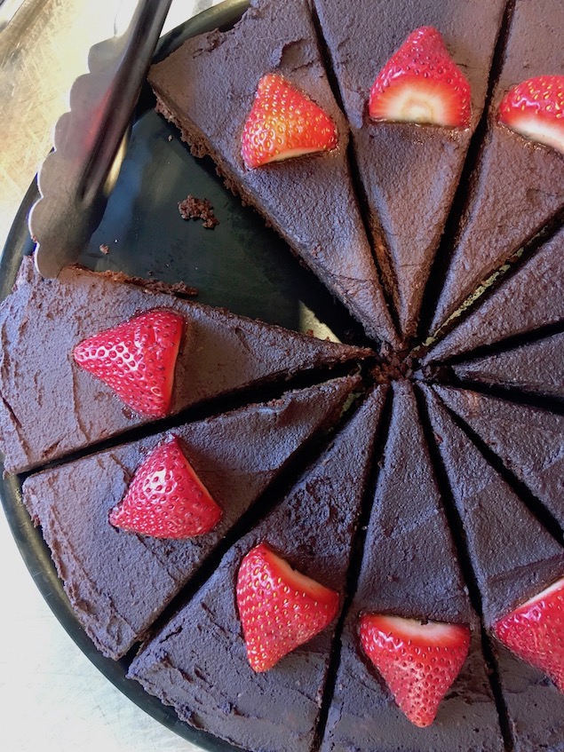 Our gluten-free chocolate cake, this may be one served on Saturday 5th May, Amaretto Deli's 10th Birthday. Do join us.