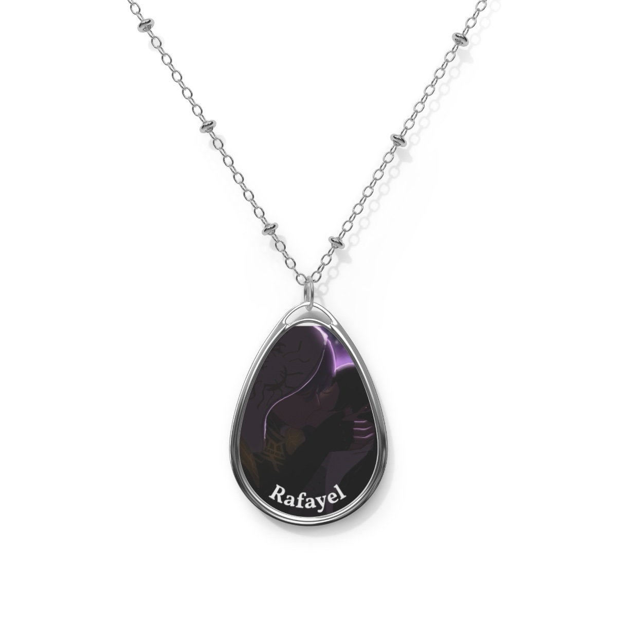 Amethyst Teardrop Pendant Oval Necklace | Silver Chain | Minimalist Gemstone Jewelry