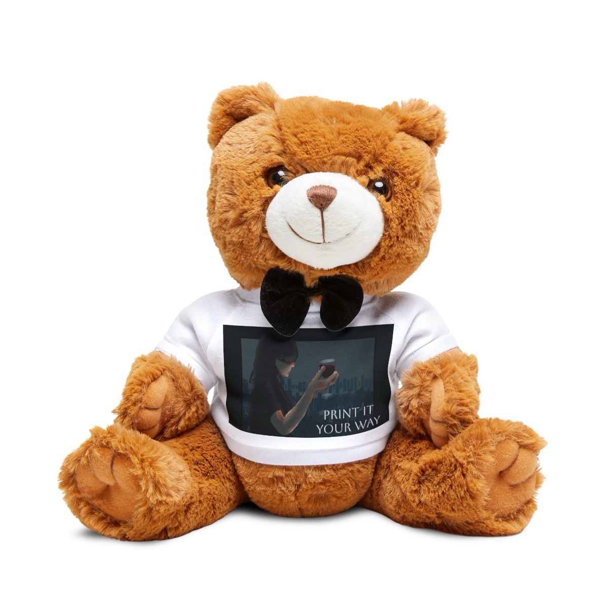 Plush Teddy Bear with Customizable T-Shirt, Bow Tie
