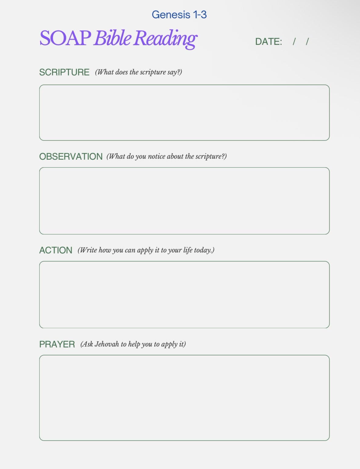 JW SOAP method for Daily Bible Reading