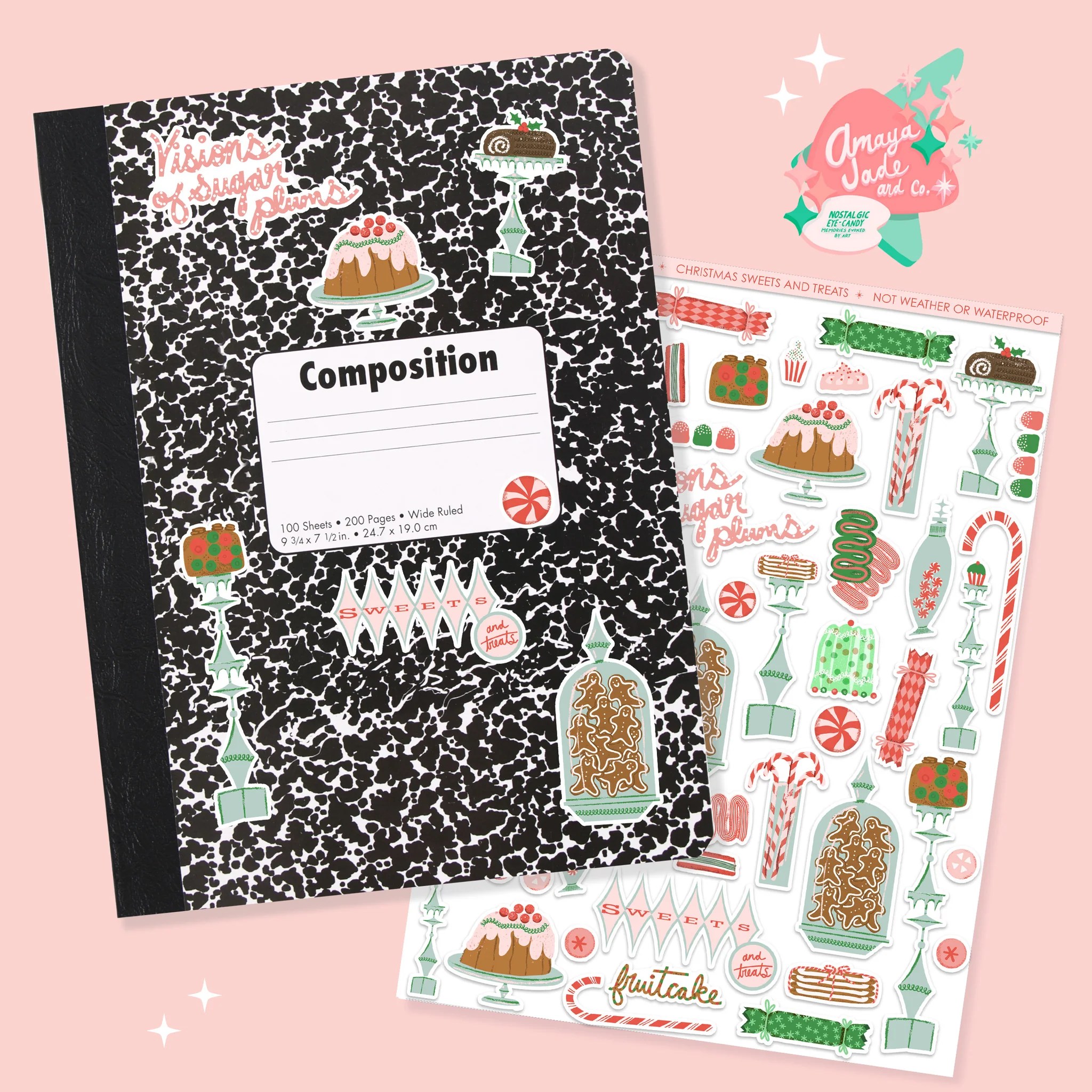 Christmas Sweets And Treats Art Sticker Set Amaya Jade And Co