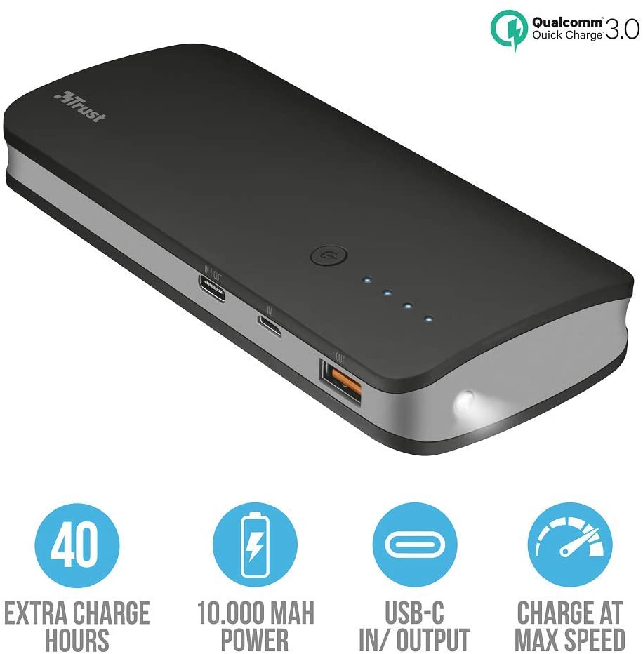This will be useful for me when i need to charge my phone and i am not near an outlet. Trust Urban Fast Charge Power Bank 10000mAh Portable
