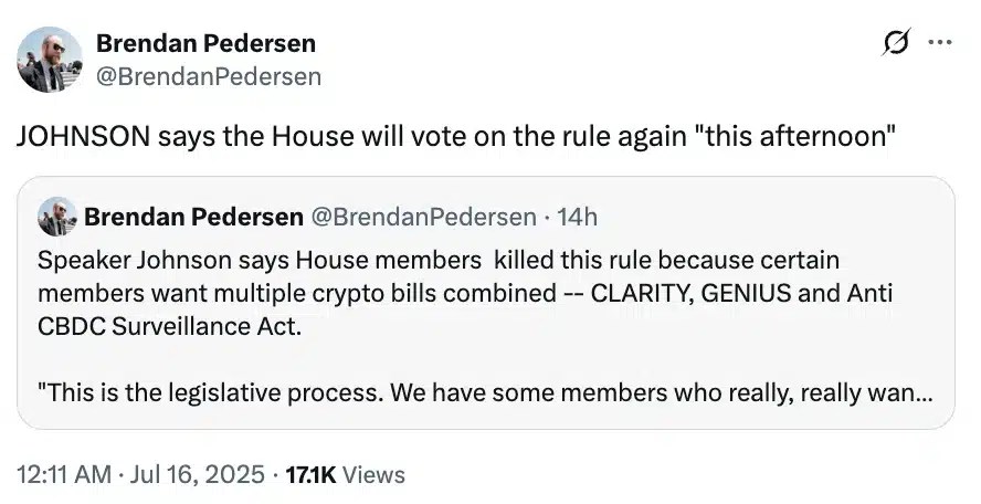 Brendan Pedersen on crypto bills