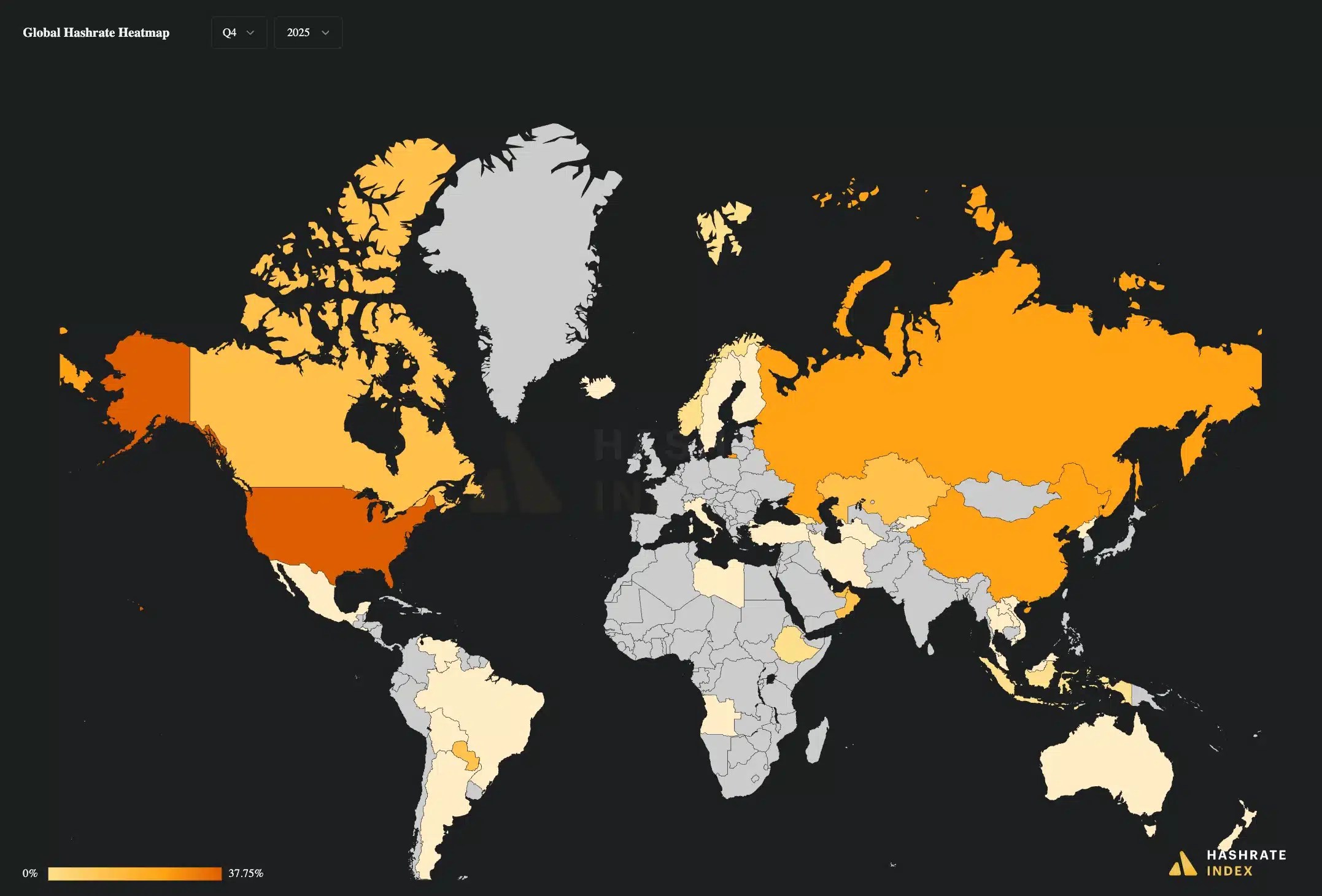 Global hashrate heatmap