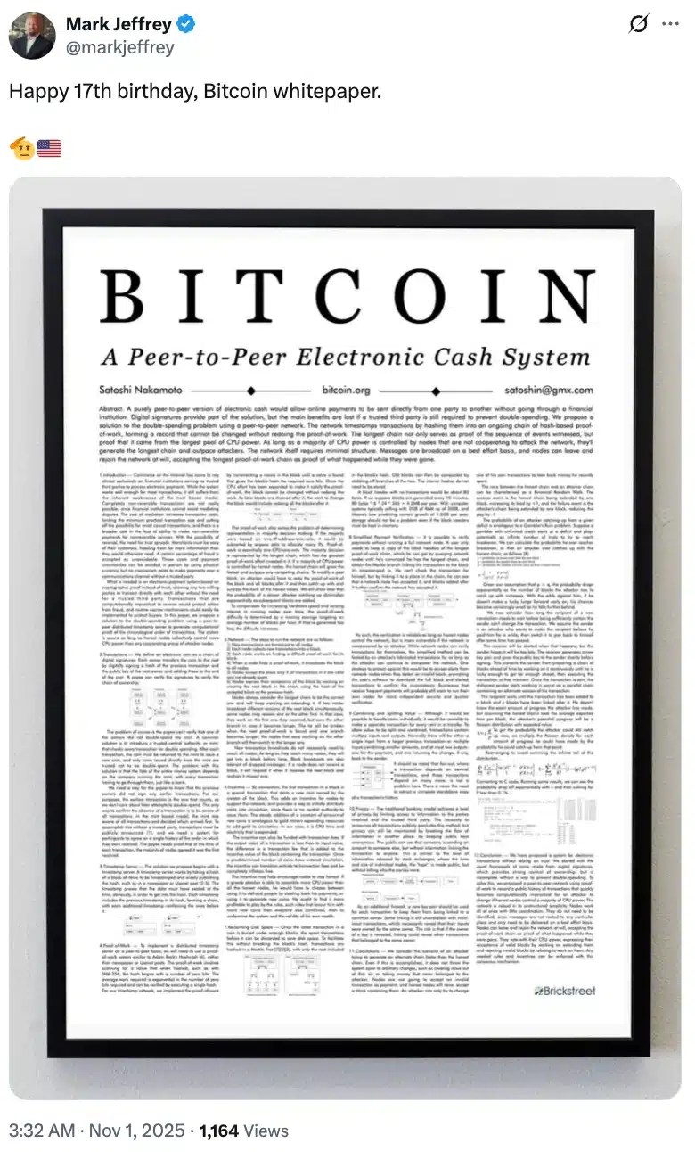 Mark Jeffrey on BTC turning 17