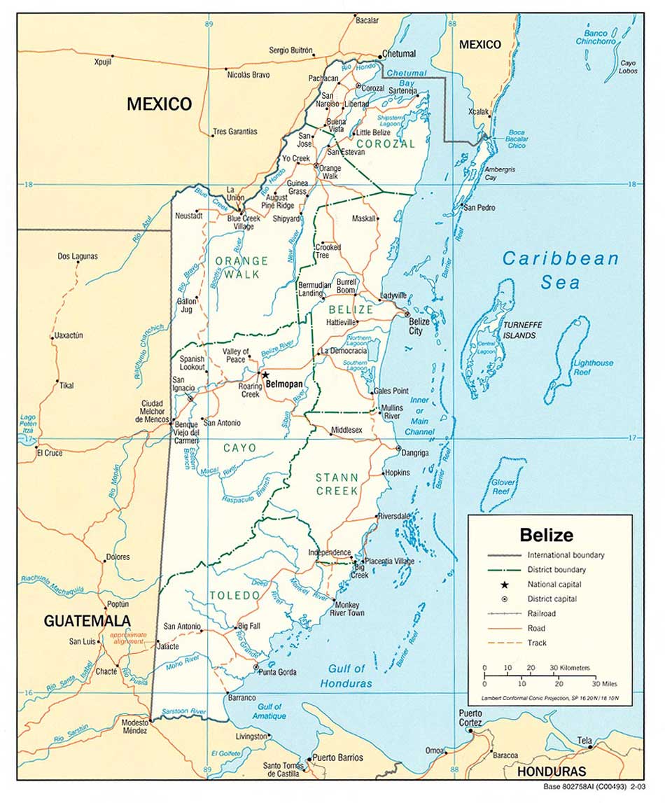 Political Map Of Belize Ambergris Caye Belize Geography 