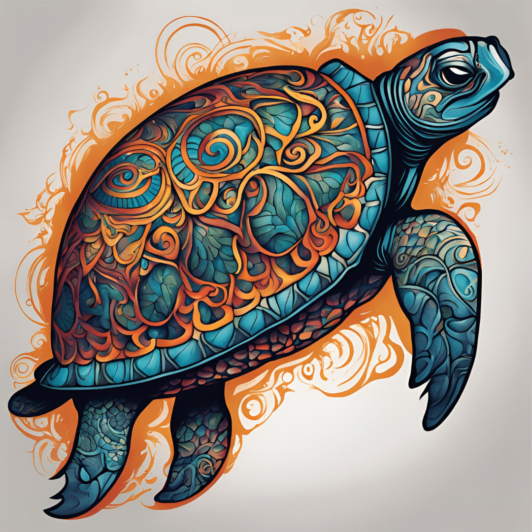 Kolorowy żółw morski wzór
