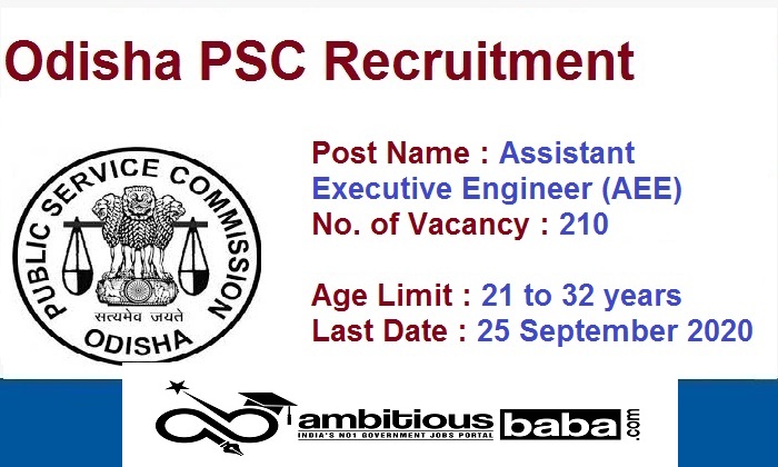 OPSC for Assistant Executive Engineer (AEE) Recruitment 2020 : 210 Post ...