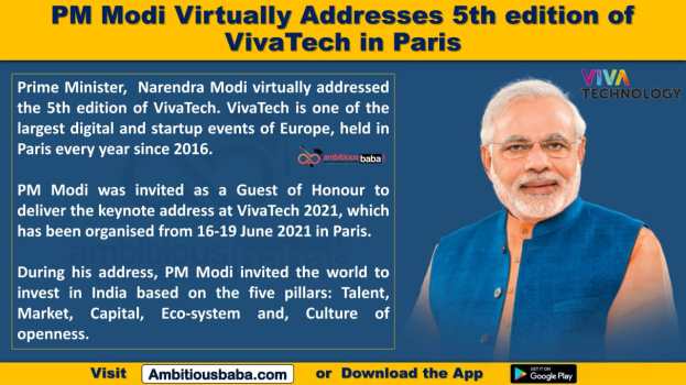 PM Modi Virtually Addresses 5th edition of VivaTech in Paris