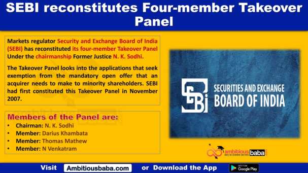 SEBI reconstitutes Four-member Takeover Panel