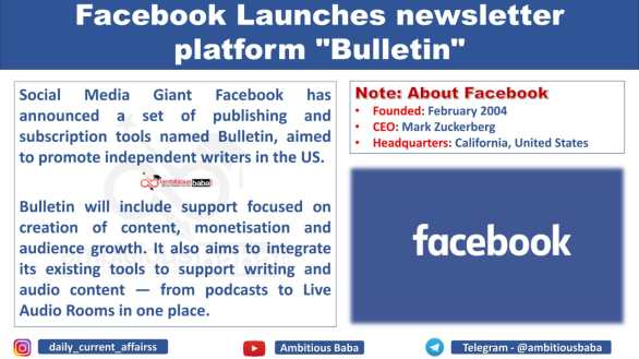 Facebook Launches newsletter platform "Bulletin"