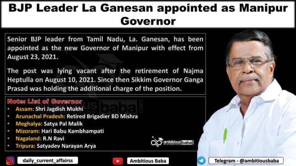 BJP Leader La Ganesan appointed as Manipur Governor