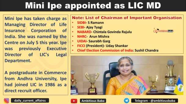 Mini Ipe appointed as LIC MD