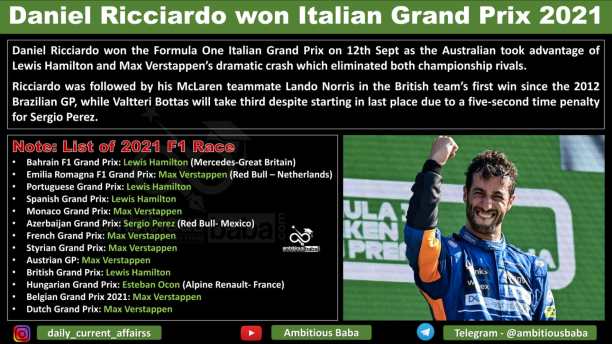 Daniel Ricciardo won Italian Grand Prix 2021