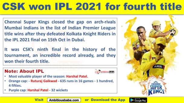 CSK won IPL 2021 for fourth title