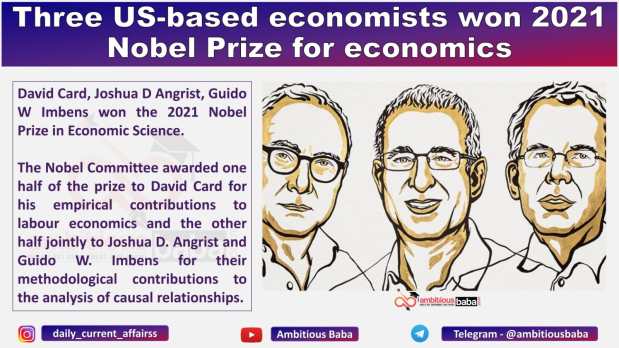 Three US-based economists won 2021 Nobel Prize for economics