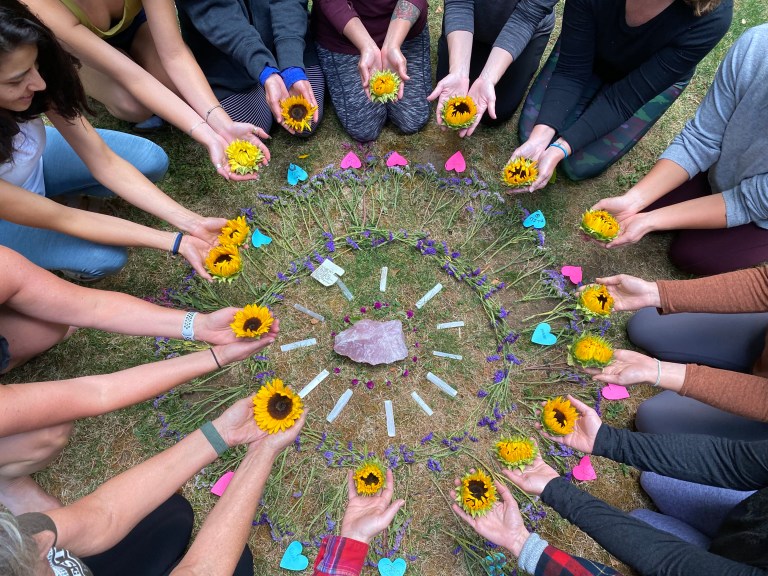women's yoga retreat altar
