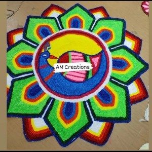 Peacock Rangoli mat