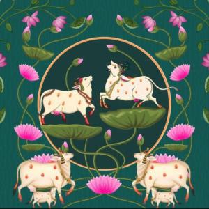 Lotus and pichwai backdrop