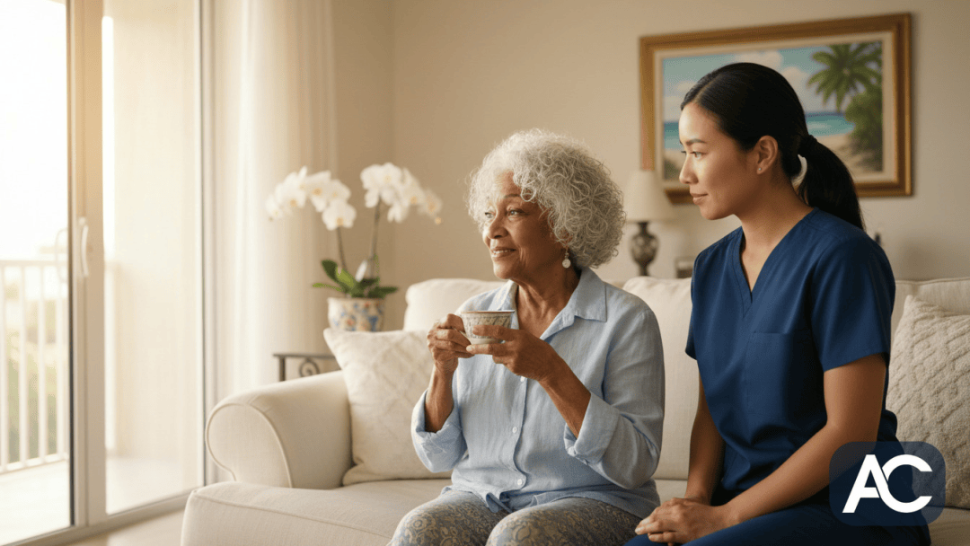 Family caregiver observing an elderly patient
